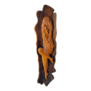 Talla en madera de Figura de mujer - Firmada AK, 1970