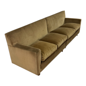 Sofá modular de cuatro plazas de terciopelo de olivo original estilo Jean-Michel Frank Años 60